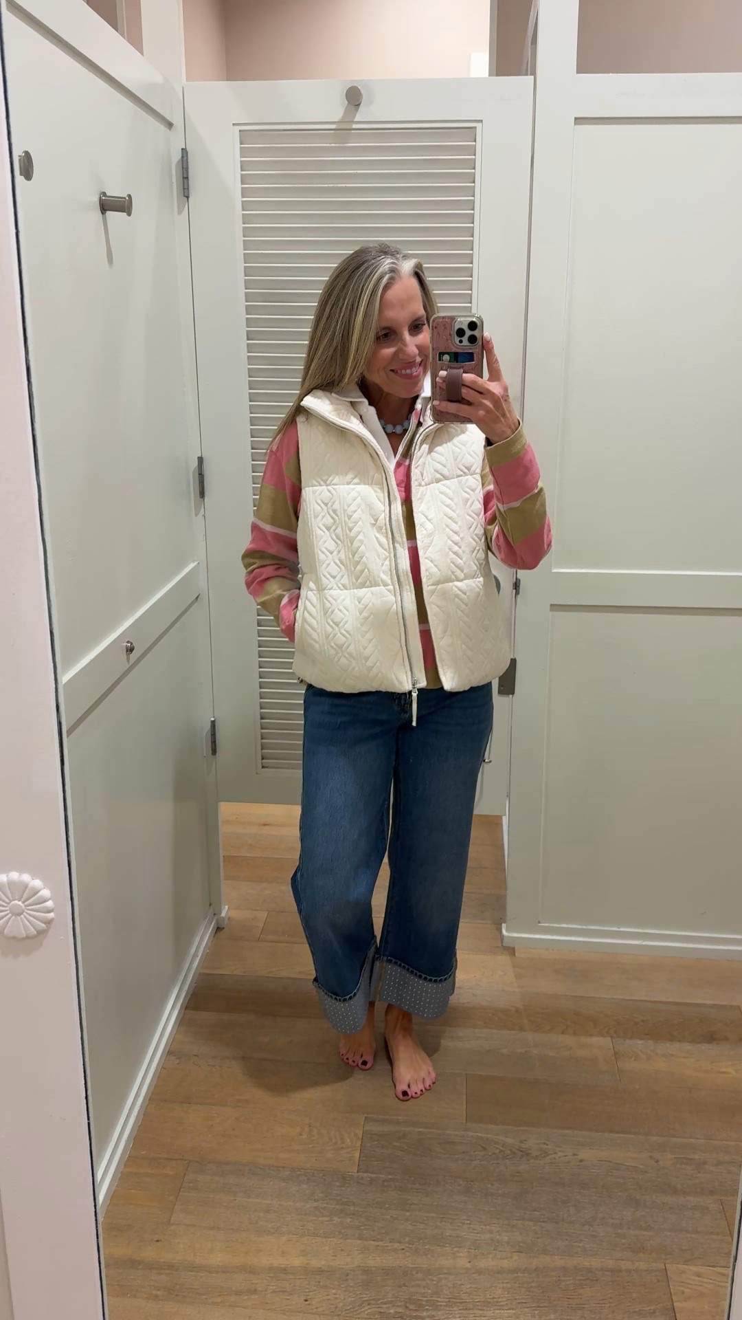 These are some of of the cutest genes I’ve ever seen. Check out the detail on the bottom. Wearing a 26 petite, extra small vest extra small top.

#LTKSaleAlert #LTKFindsUnder50 #LTKFindsUnder100