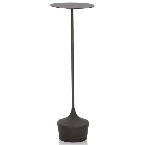 Sierra Industrial Loft Black Mild Steel Cylinder Base Side Drink Table | Kathy Kuo Home