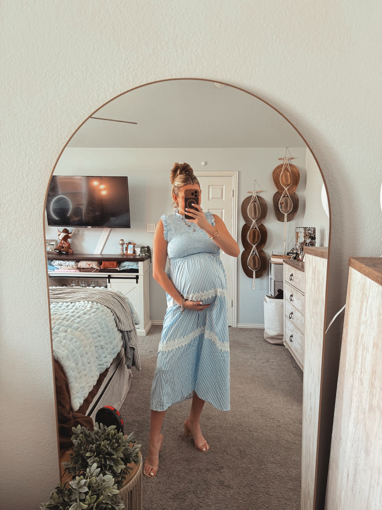 Baby shower dress. Boy mom. Ootd. Blue. Spring dress. Maternity fashion. Spring fashion. Bump friendly  

#LTKSpringSale #LTKBump #LTKootd