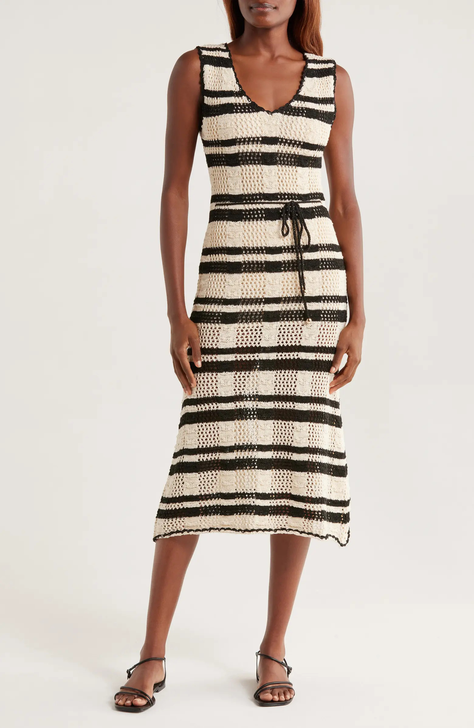 Stripe Cotton Blend Midi Cover-Up Dress | Nordstrom
