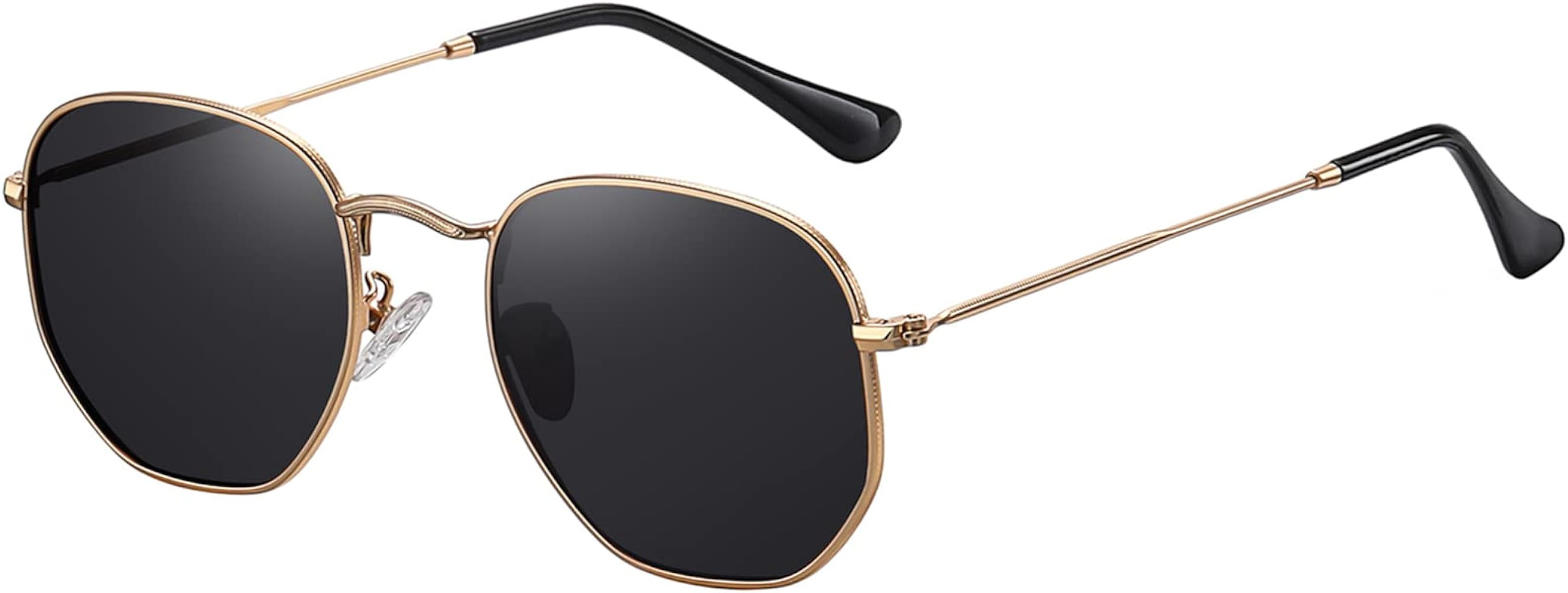 MEETSUN Polarized Hexagon Sunglasses for Women Men Polygon Square Sun Glasses UV400 Protection Metal | Amazon (US)