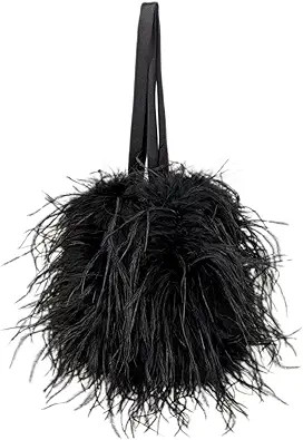 LVCOMEFF Women Ostrich Feather Drawstring Handbag Cute Mini Bucket Purse Furry for Party Wedding | Amazon (US)