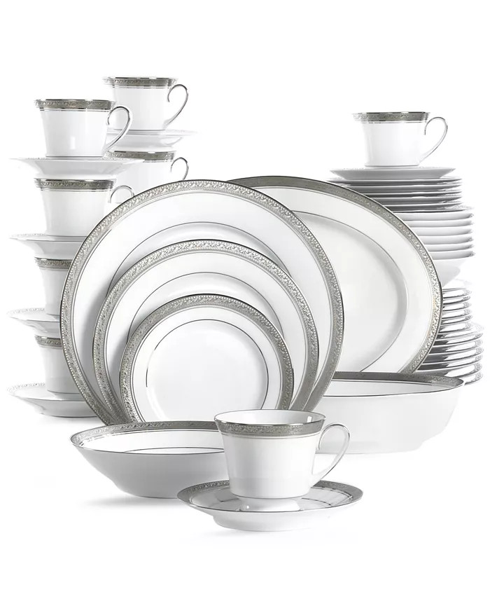 Noritake Crestwood Platinum 50-Pc. Set, Service for 8 - Macy's | Macy's