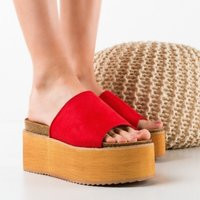 Red Leather Suede Sandals Platform Boho | Etsy (US)