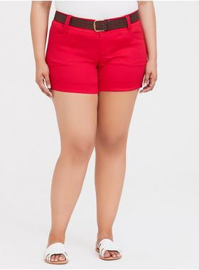 Belted Sateen Short - Red | Torrid (US & Canada)