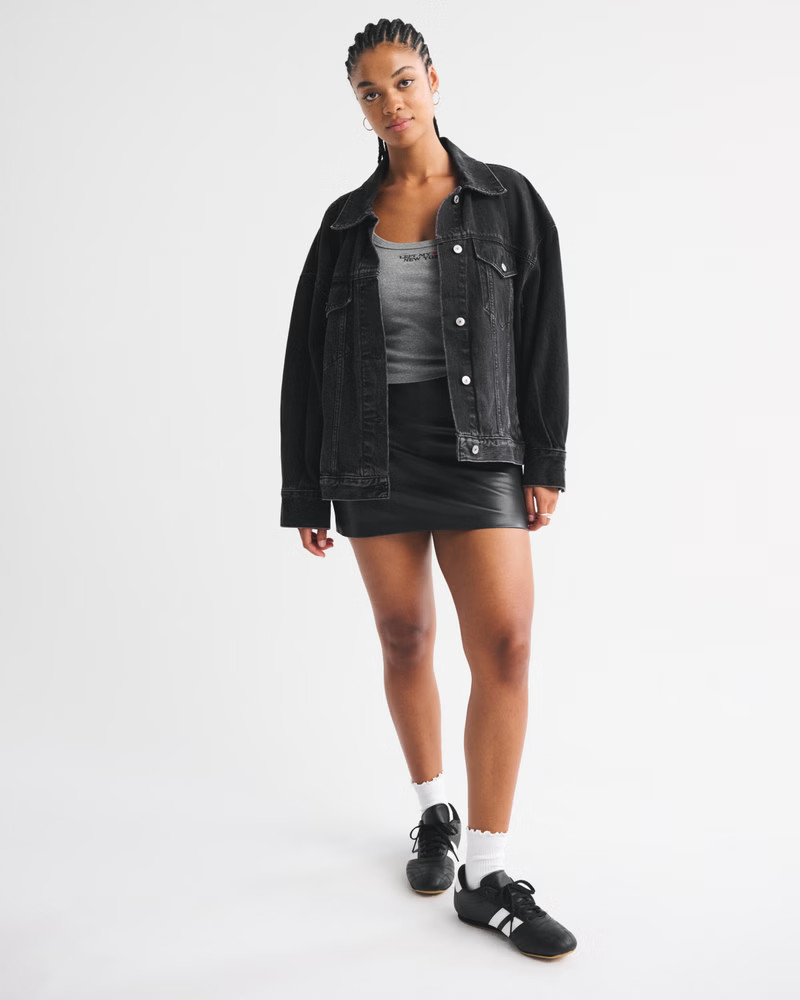 Women's The A&F Scarlett Curve Love Vegan Leather Mini Skort | Women's Bottoms | Abercrombie.com | Abercrombie & Fitch (US)