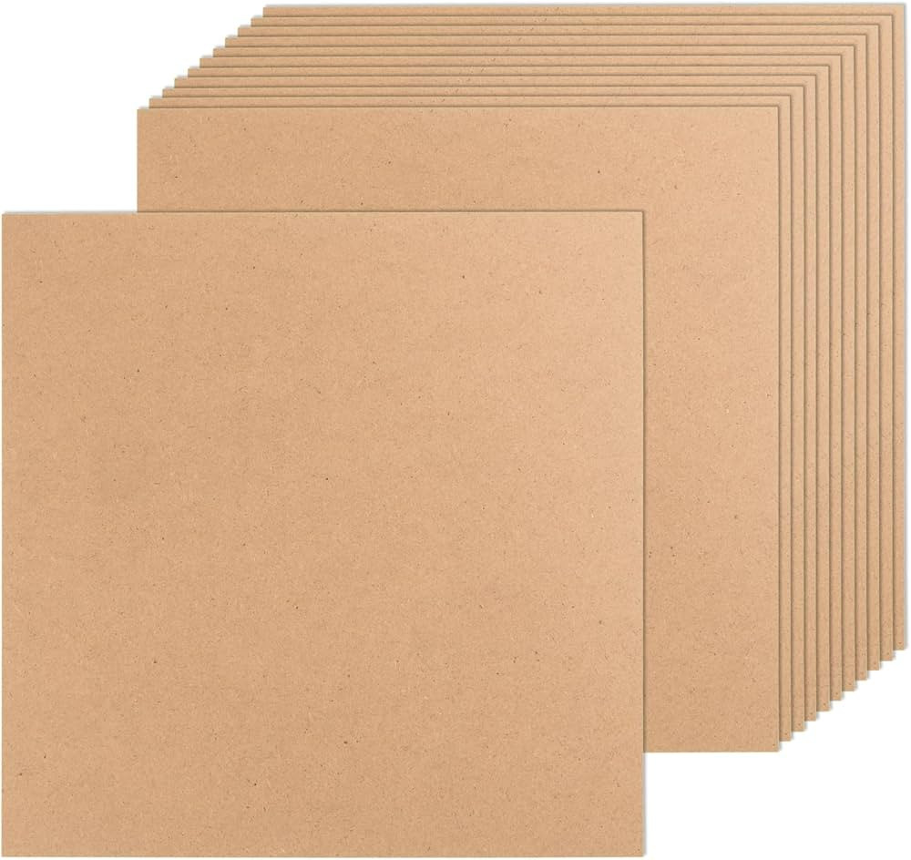 24 Pack MDF Wood Board for Crafts 12x12x1/8 Inch-3 mm Thick Medium Density Fiberboard Unfinished ... | Amazon (US)