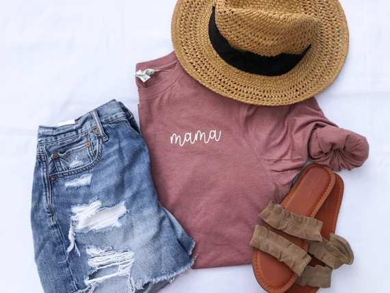 Mama long sleeve shirt (mauve) - Mom Long Sleeve Shirt - Mauve shirt - Graphic tee - Ladies Shirt... | Etsy (US)