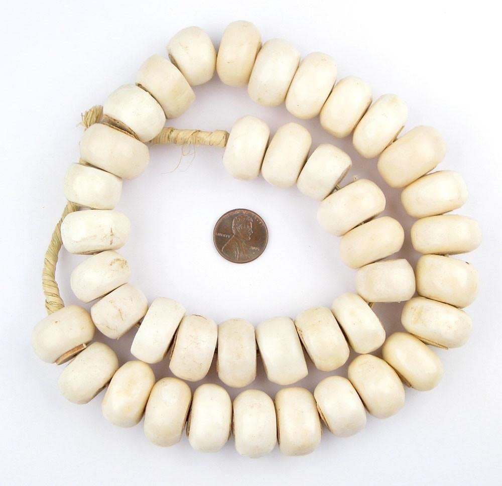 The Bead Chest White Bone Beads - Full Strand of Fair Trade African Beads (Large, White) | Amazon (US)