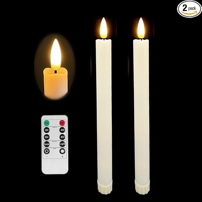 3D Black Wick Led Battery Operated Flameless Taper Candles Light with Remote Timer, Electric Fake... | Amazon (US)