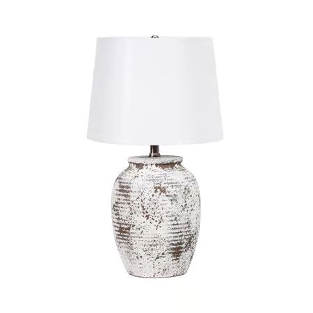 Tan 23-inch Ceramic Speckled Rustic Table Lamp | Rugs USA