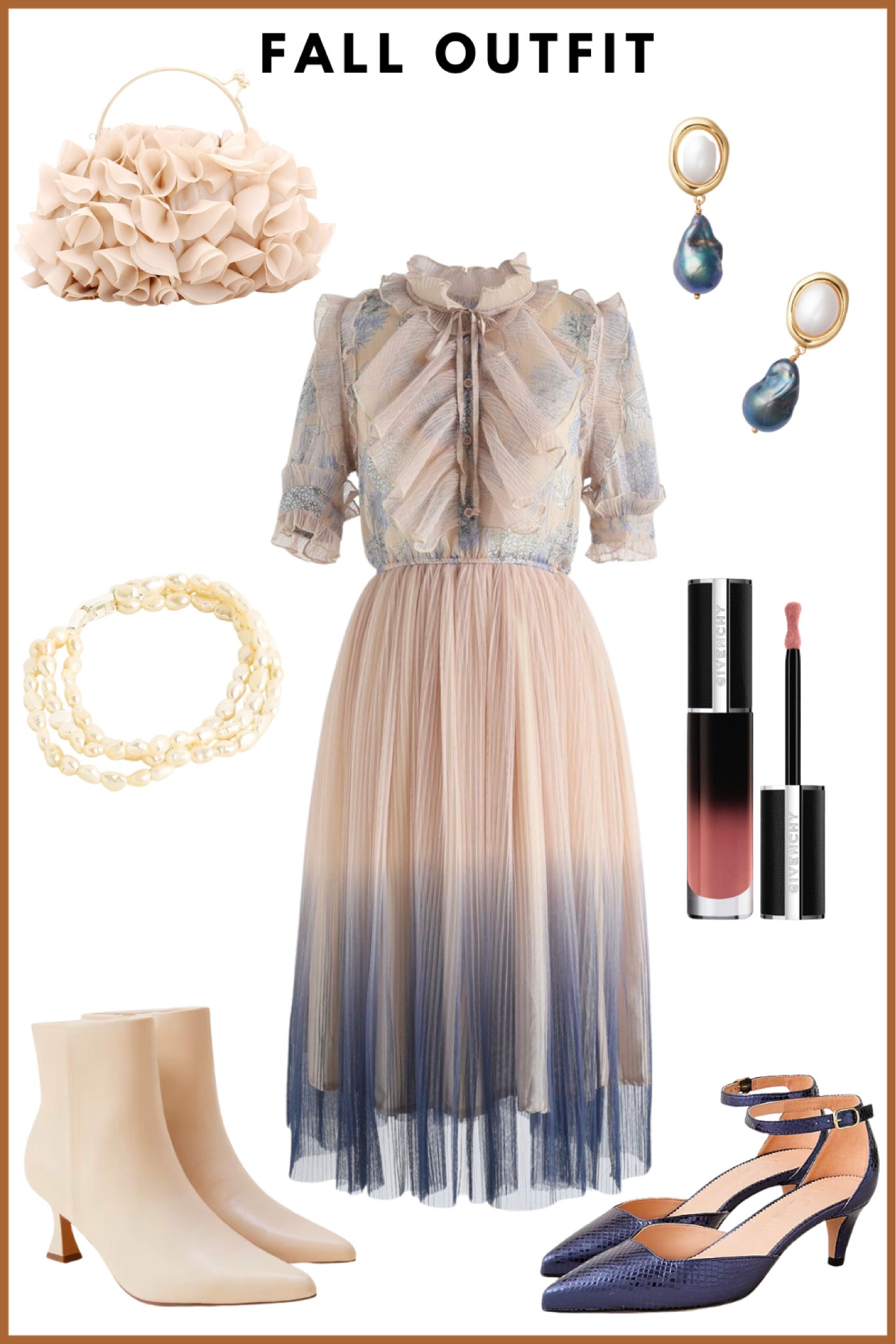 Wedding outfit, wedding guest, fall wedding, party dress, special occasion, fall party, cocktail outfit // statement purse, chiffon dress, pearl bracelet, drop
earrings, leather heels

#LTKwedding #LTKparties #LTKFind