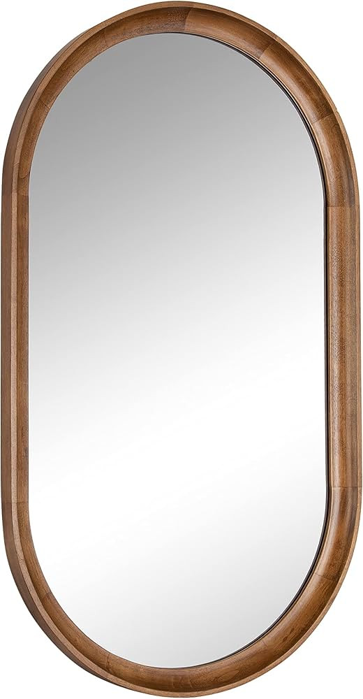 Kate and Laurel Hatherleigh Modern Farmhouse Rounded Oval Wooden Capsule Wall Mirror, 22 x 38, Ru... | Amazon (US)
