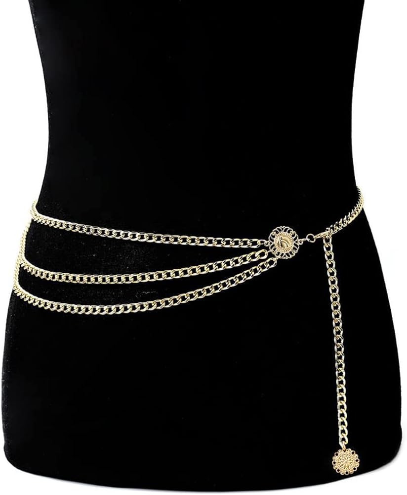 Multi Layer Chain Belts for Women Sunflower Waist Chains layered Body Chain for Women Multilayer ... | Amazon (US)