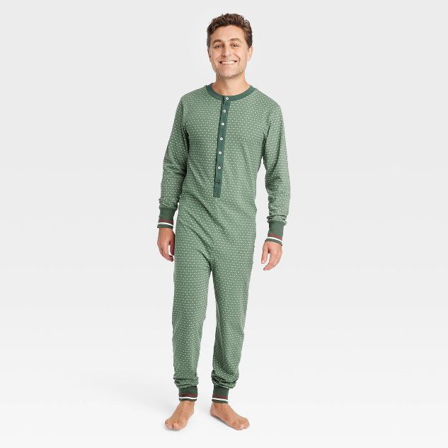 Men's Allover Fleck Long Sleeve Union Suit - Hearth & Hand™ with Magnolia Green | Target