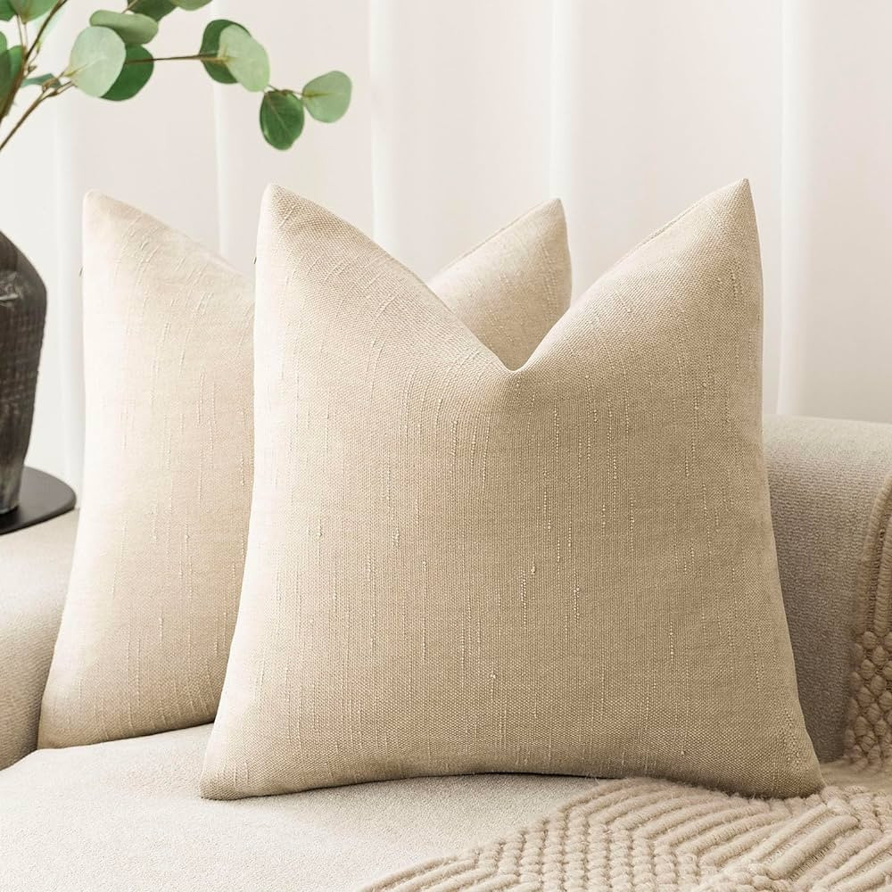 Foindtower Pack of 2 Soft Textured Throw Decorative Pillow Covers Square Accent Solid Cushion Cov... | Amazon (US)