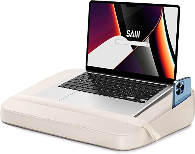 SAIJI Laptop Lap Desk - Computer Lap Desk with Pillow Cushion, Fits up to 17 inch Laptop, with St... | Amazon (US)