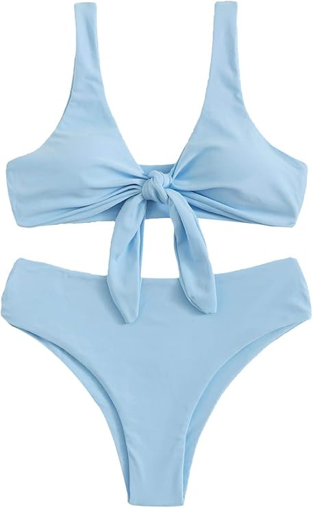 SweatyRocks Women's Sexy Bikini Swimsuit Tie Knot Front Swimwear Set | Amazon (US)