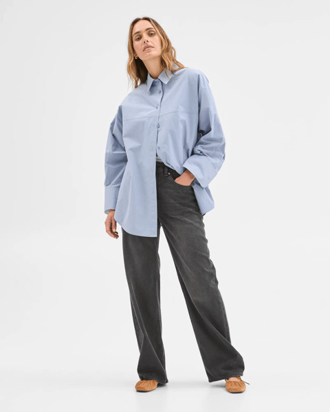 Australian Cotton Long Sleeve Seam Shirt - Dusty Blue | Target AU