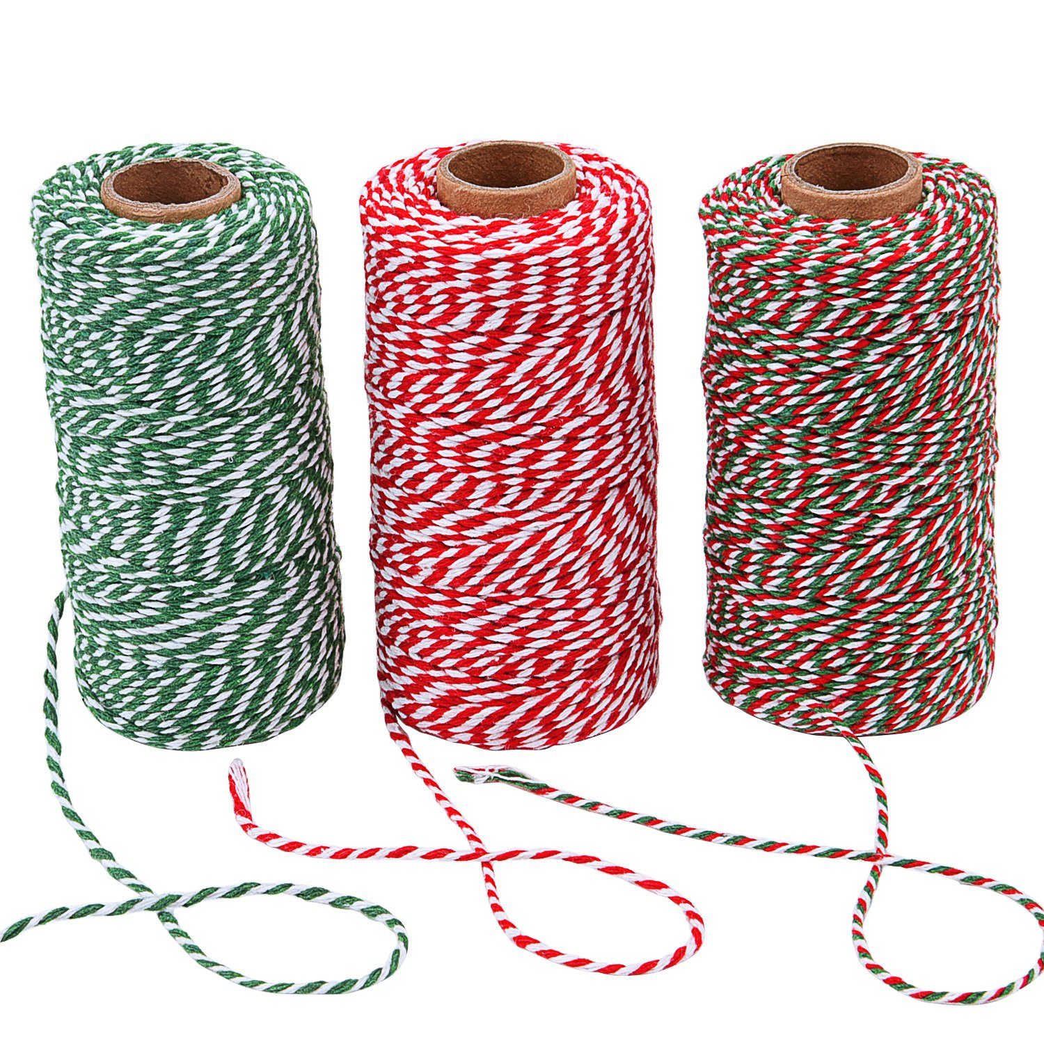 3 Roll Christmas Twine Cotton String Rope Cord for Gift Wrapping, Arts Crafts, 984 Feet (Multicol... | Amazon (US)