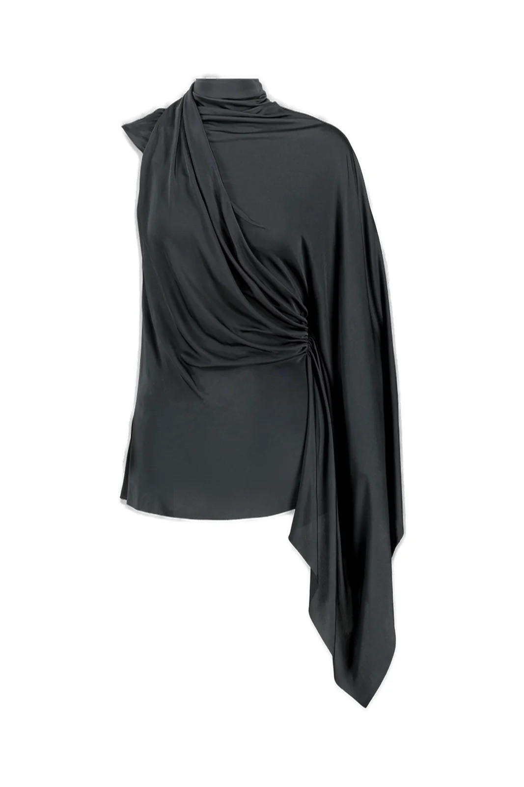 Atlein One Sleeve Draped Satin Top | Cettire Global