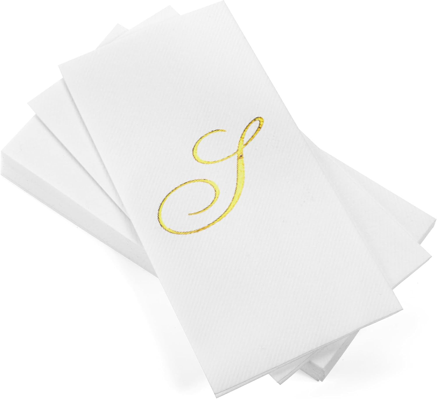 Disposable Napkins - Gold Monogram Guest Towel Napkins, Quilted Cloth-Like Napkins for Bathroom, Initial Napkins for Weddings, Parties, White 15.5 x 12 in, 50 Count (Gold, S) | Amazon (US)