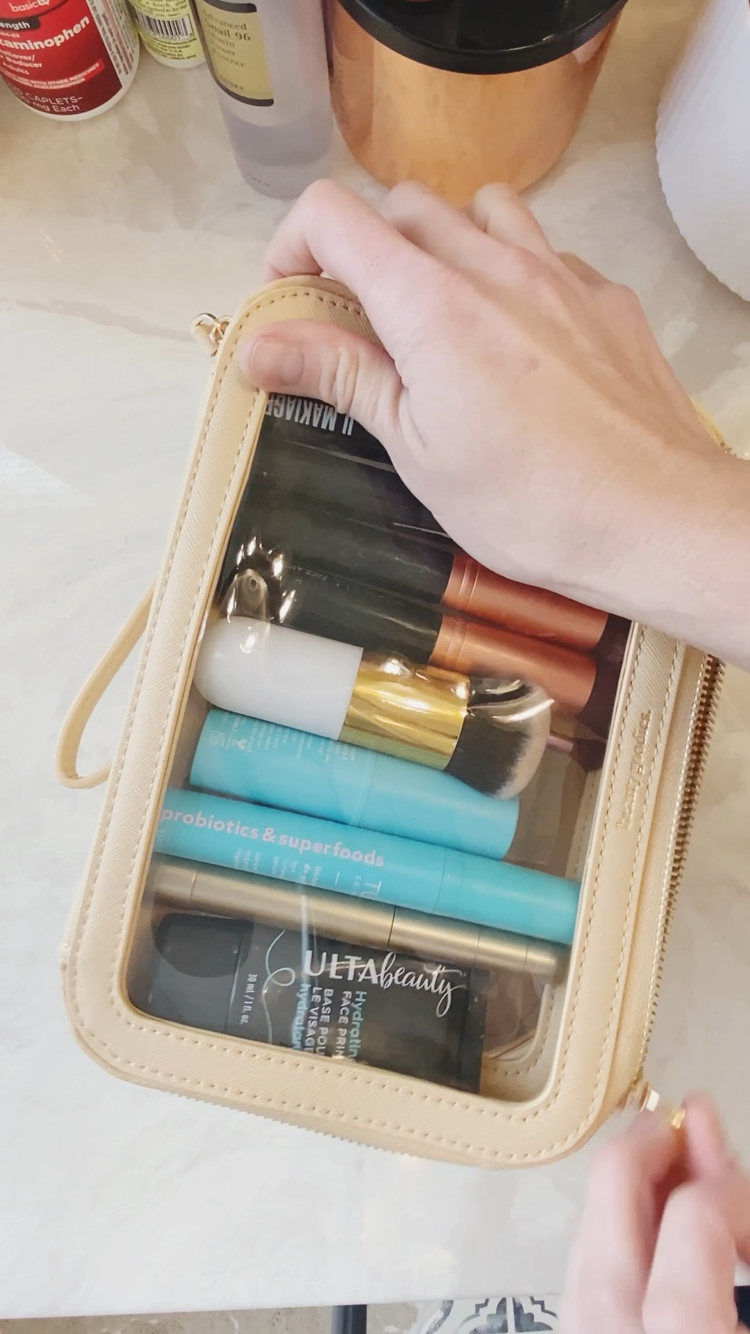 The cutest little makeup bag you ever did see! If you’re traveling for the holidays or on vacation, this travel cosmetic bag is a must- have! I’m amazed how much fits in  this compact case. Another amazing Amazon find.

This would make a great gift for the girl on the go or beauty lover!

#LTKGiftGuide #LTKFindsUnder50 #LTKBeauty