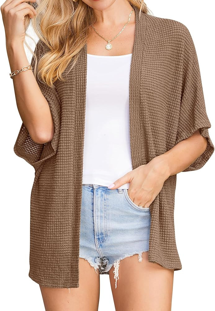 STYLEWORD Women's Summer Fashion Cardigan Lightweight Short Sleeve Beach Cover Up Kimonos | Amazon (US)