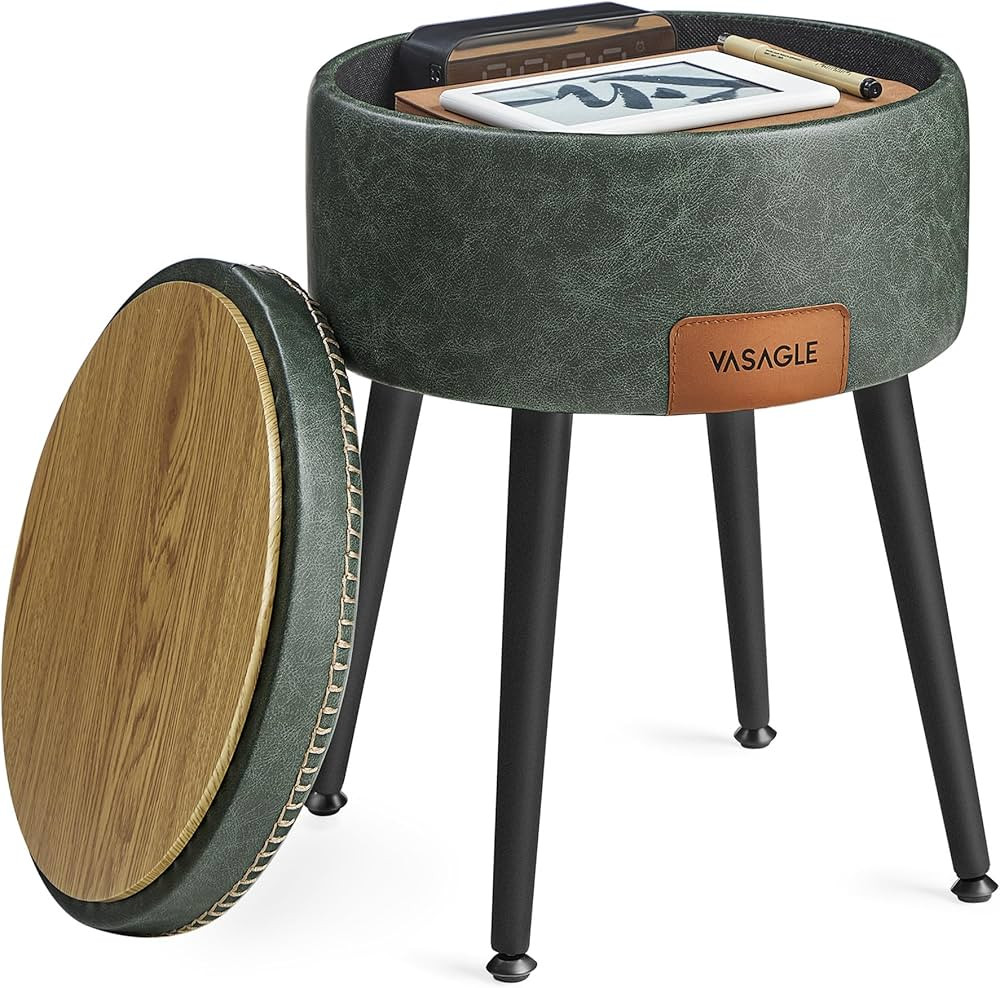 VASAGLE EKHO Collection - Storage Ottoman, Vanity Chair Stool, Synthetic Leather with Stitching, ... | Amazon (US)
