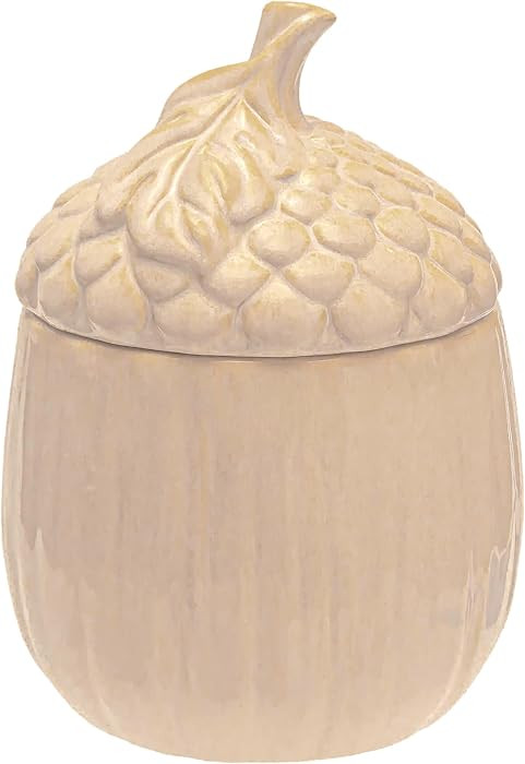 Boston International Acorn-Shaped Ceramic Cookie Jar with Lid, Holds 12.5 Cups, Cream | Amazon (US)