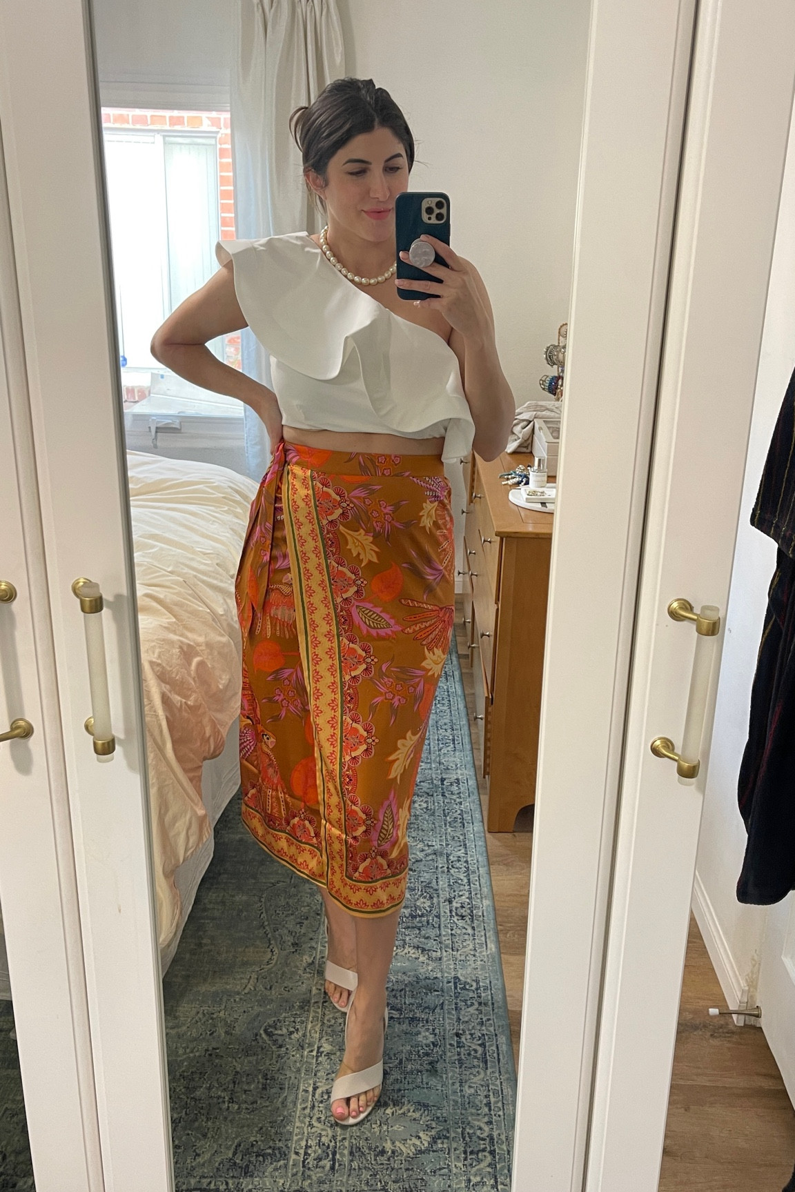 #RichHouseWife OOTD summer fashion resort wear ideas 
Vacation outfits 
Rachel Zoe tropical print wrap skirt 
Karen Millen white ruffle bikini top 
Laura Lily Jewelry handmade necklace 


#LTKFindsUnder100 #LTKStyleTip #LTKFindsUnder50
