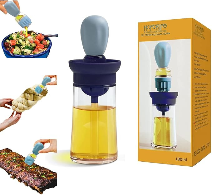 HOFORIFE Glass Kitchen Olive Oil Bottle With Silicone Brush For Cooking, Oil Measuring Container ... | Amazon (US)