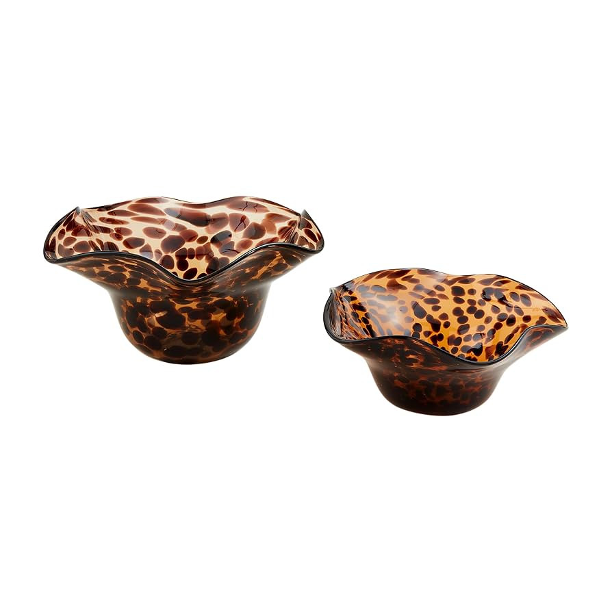 Mud Pie Tortoise Ruffle Glass Bowl Small 3 1/2" x 9 1/4" Large 5 1/2" x 10" Dia | Amazon (US)