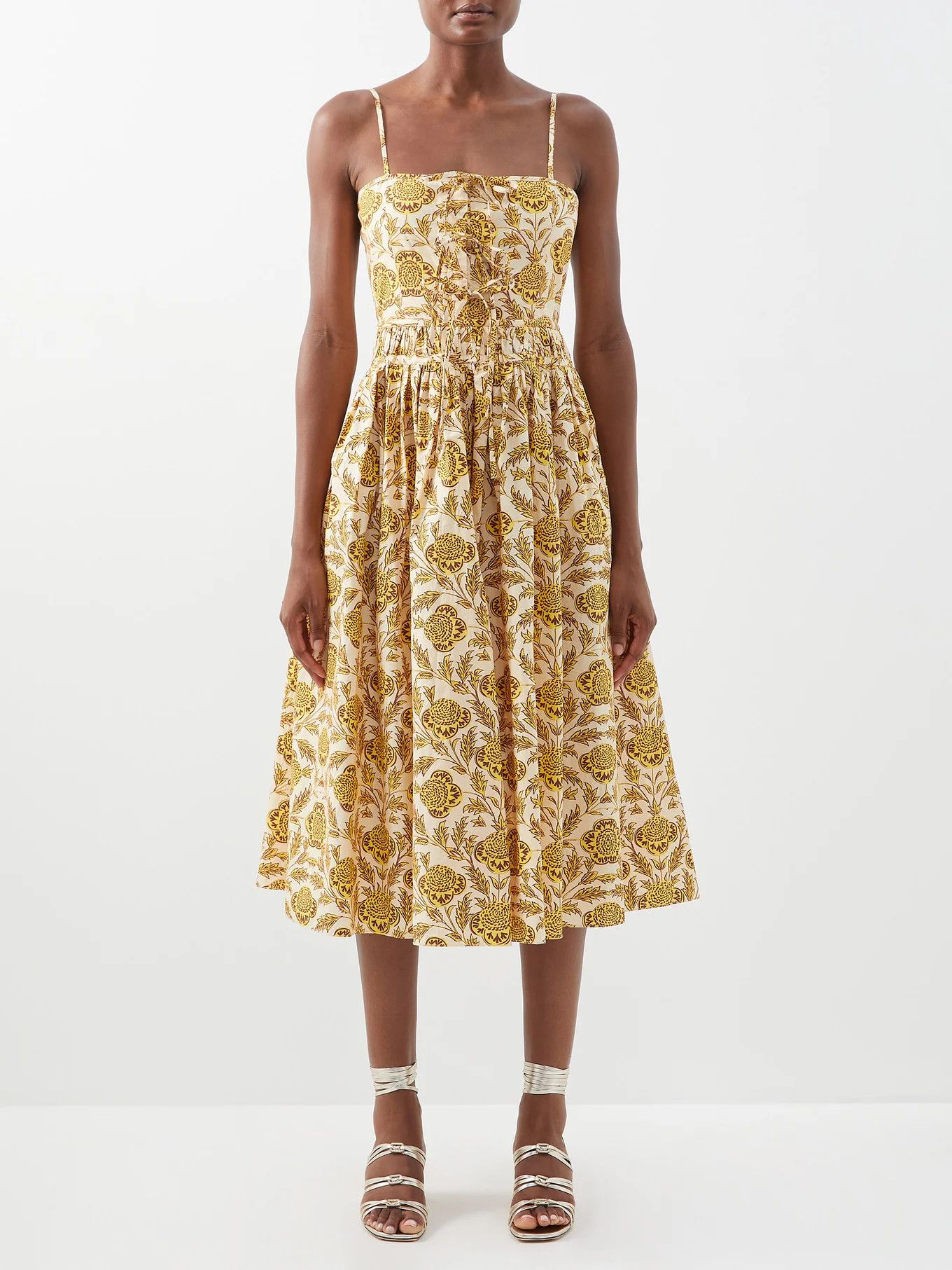 Katrina floral cotton-poplin midi dress | Matches (UK)