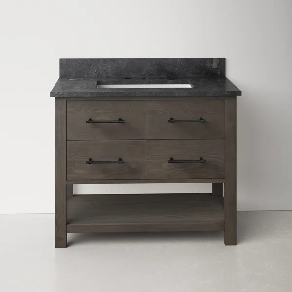 Keri 42'' Free-standing Single Bathroom Vanity with Blue Limestone Vanity Top | Wayfair North America