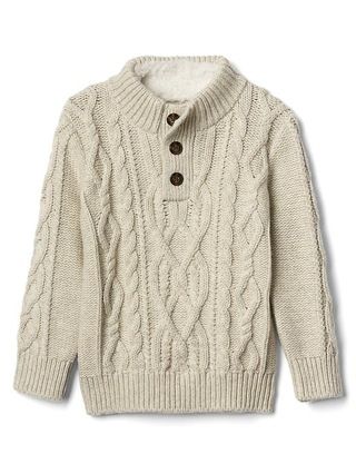 Gap Baby Cozy Cable-Knit Mockneck Sweater Oatmeal Heather Size 12-18 M | Gap US