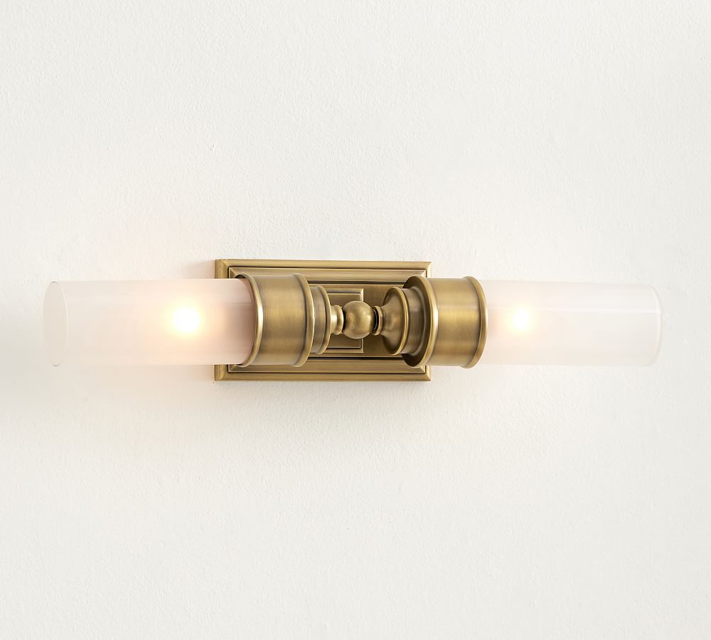 Tumbled Brass Sussex Double Tube Sconce | Pottery Barn (US)