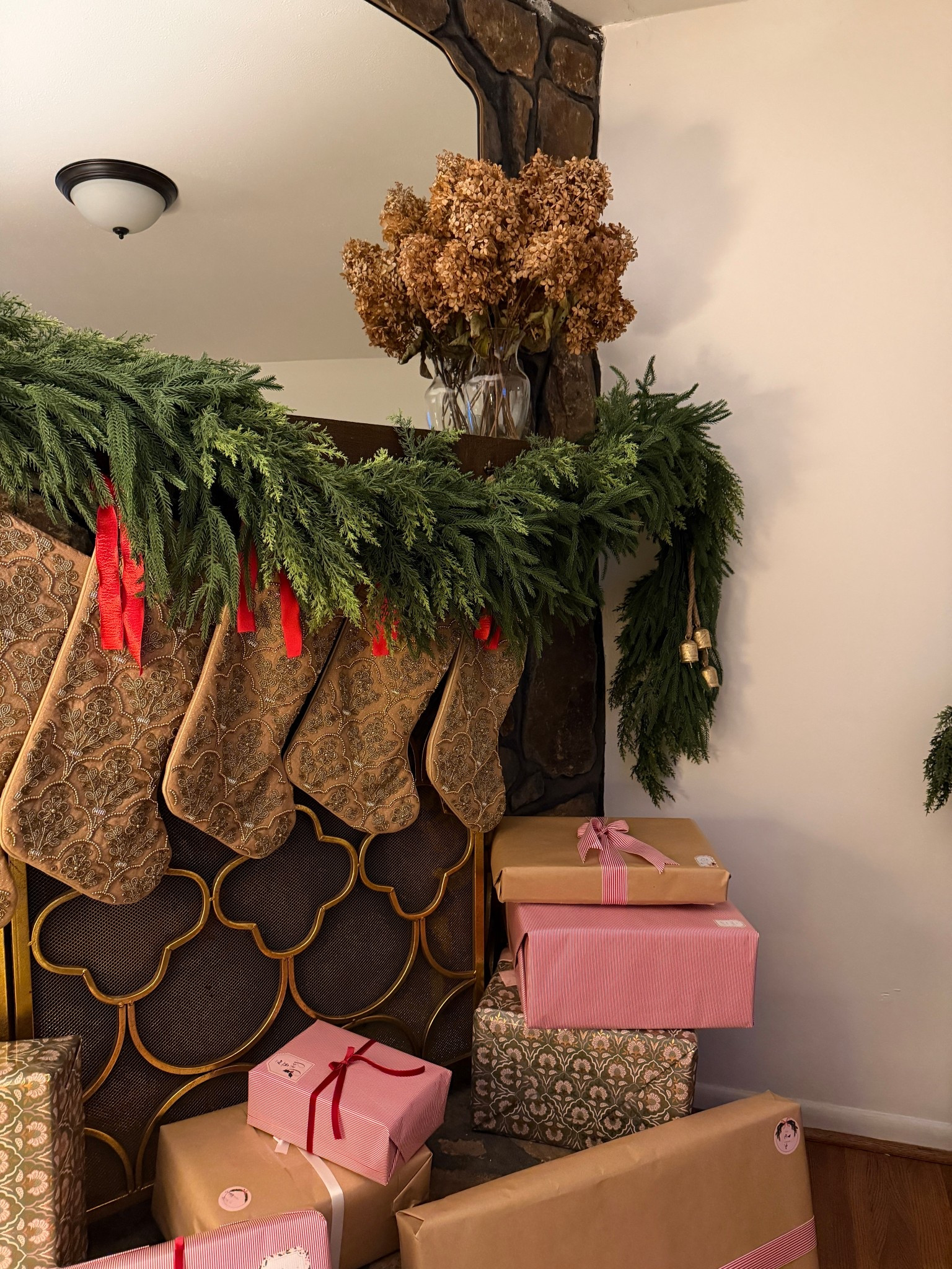 Christmas decor, mantel decor, living room, living space, garland, Amazon finds, stockings, Christmas Eve, table lamp, brass table lamp, Grandmillenial, vanity chair, presents, gifts, home decor, home finds, Amazon finds, mirror, hydrangeas, fireplace decor, interior design, amazon home, diy project, living room reno, grandmillenial, preppy, interior design, Pinterest inspired, stockings, pottery barn, Etsy, fireplace screen 

#LTKHome #LTKHoliday #LTKSeasonal