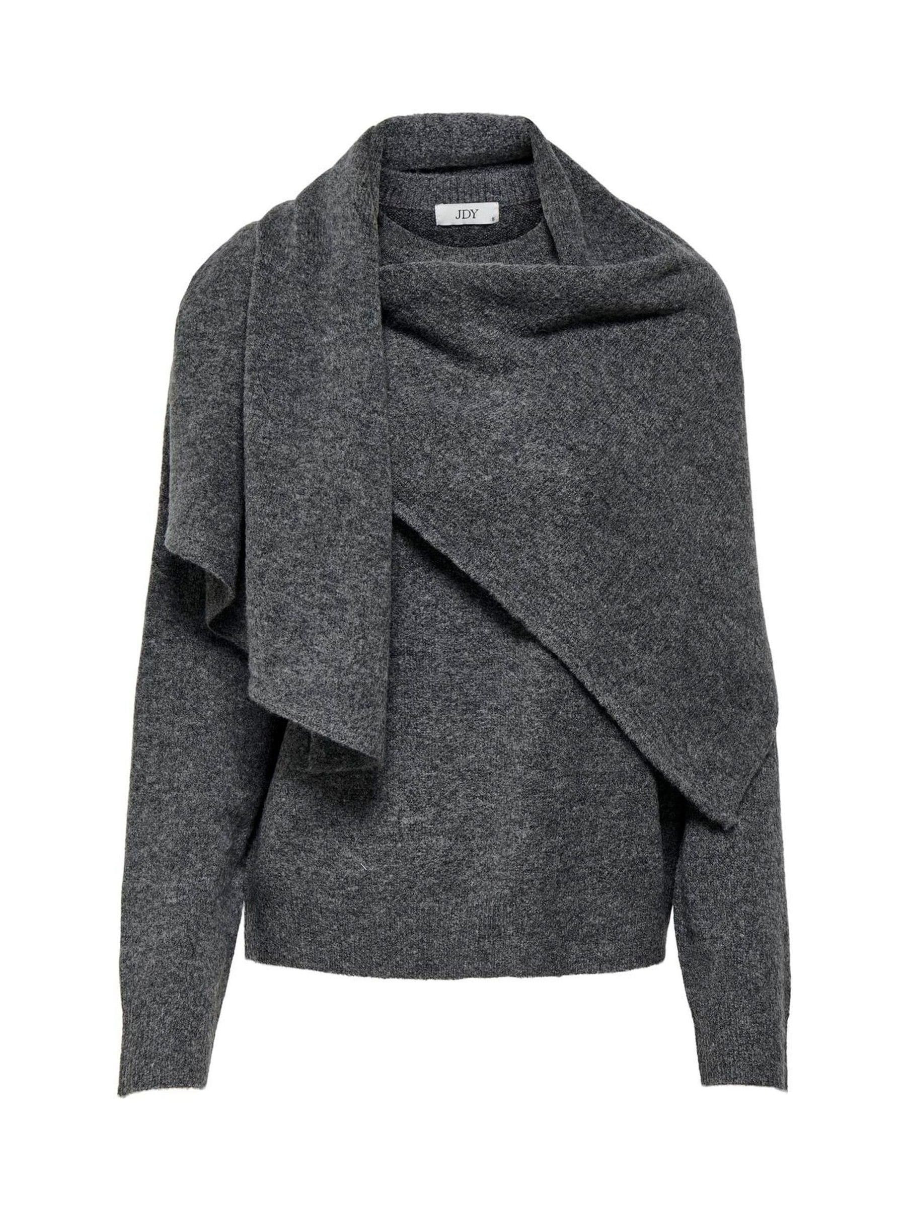 JDY JDY Grey Round Neck Cardigan With Scarf | Next US