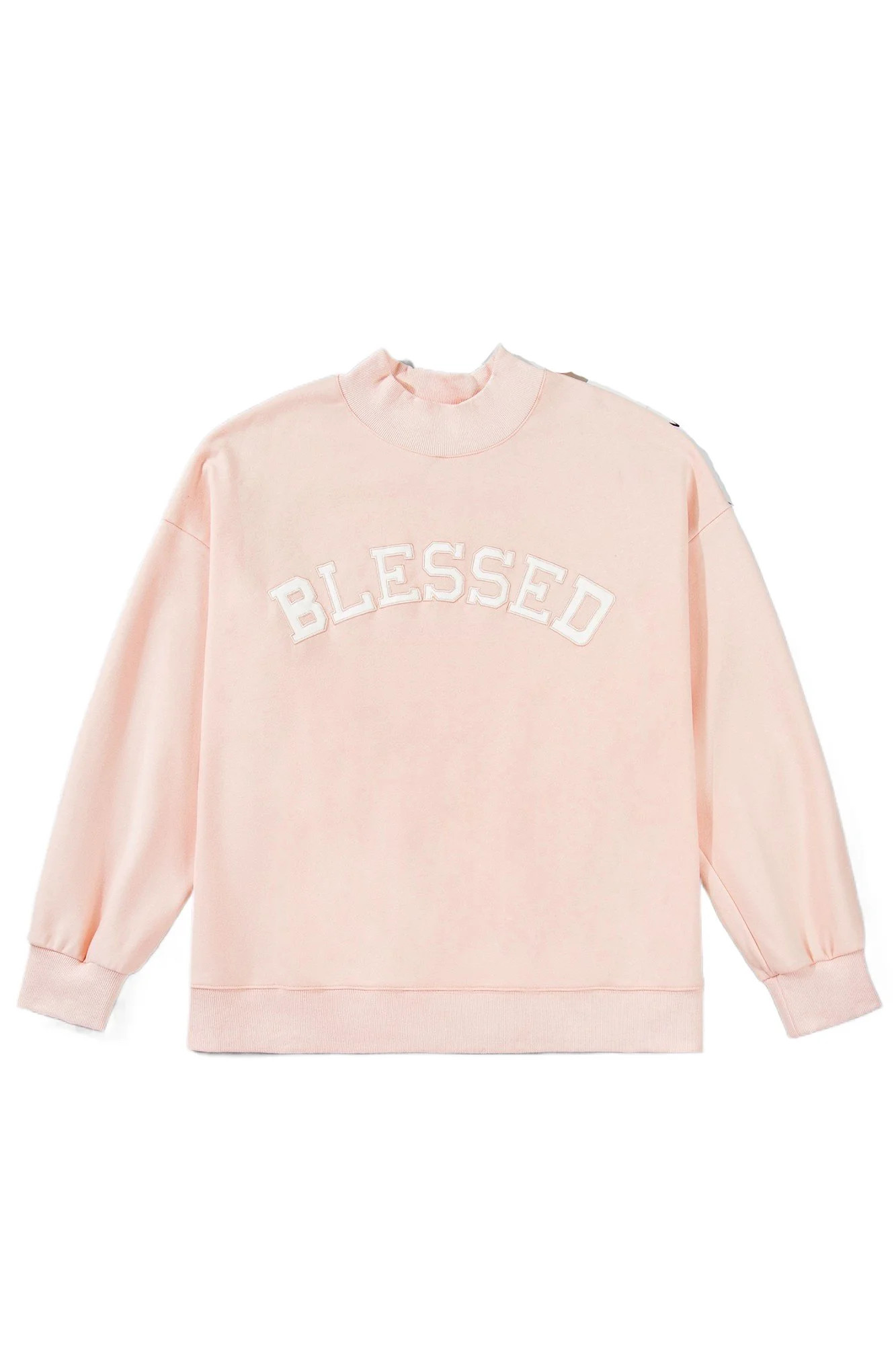 Women's Light Pink BLESSED Embroidered Mock Neck Sweatshirt - Casual Autumn Style, 4X | Walmart (US)