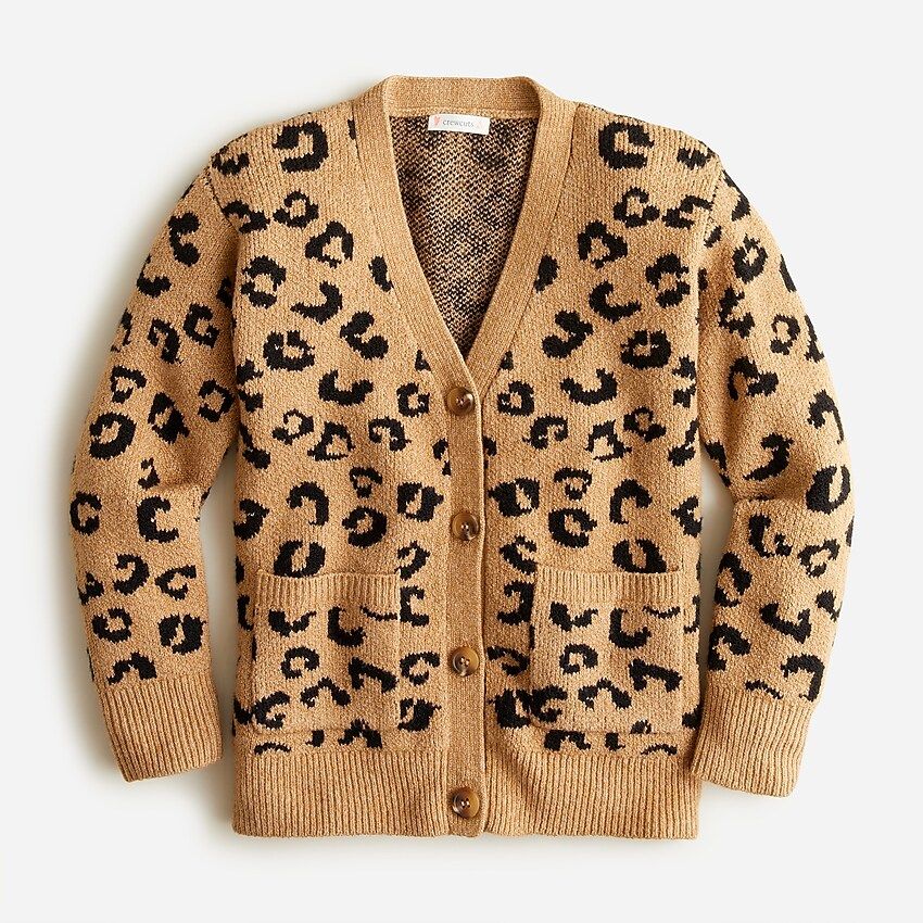 Girls' boxy cardigan sweater in leopard print | J.Crew US