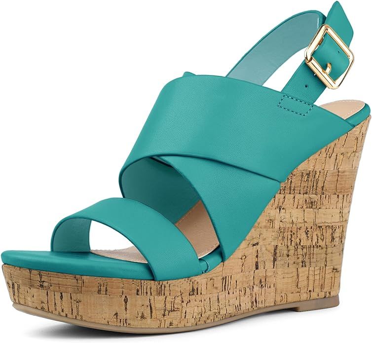 Allegra K Women's Wood Wedges Platform Wedge Sandals | Amazon (US)