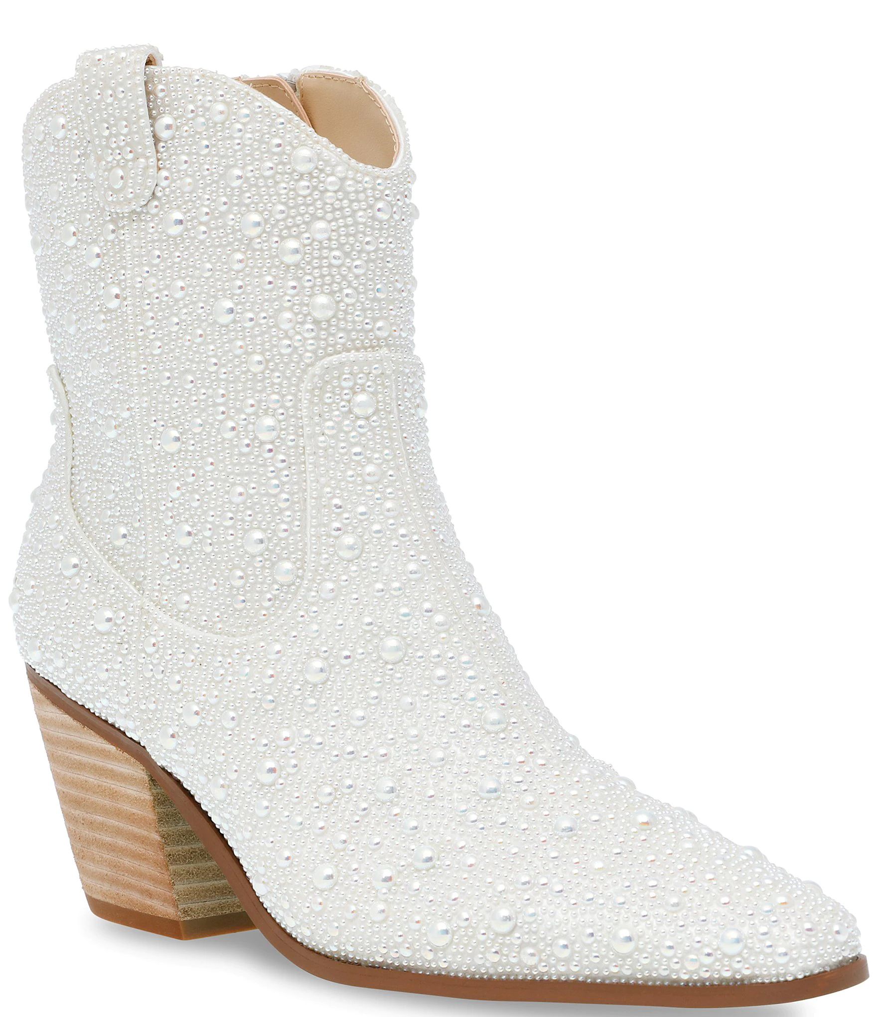 Blue by Betsey Johnson Diva Bridal Pearl Embellished Western Booties | Dillard's