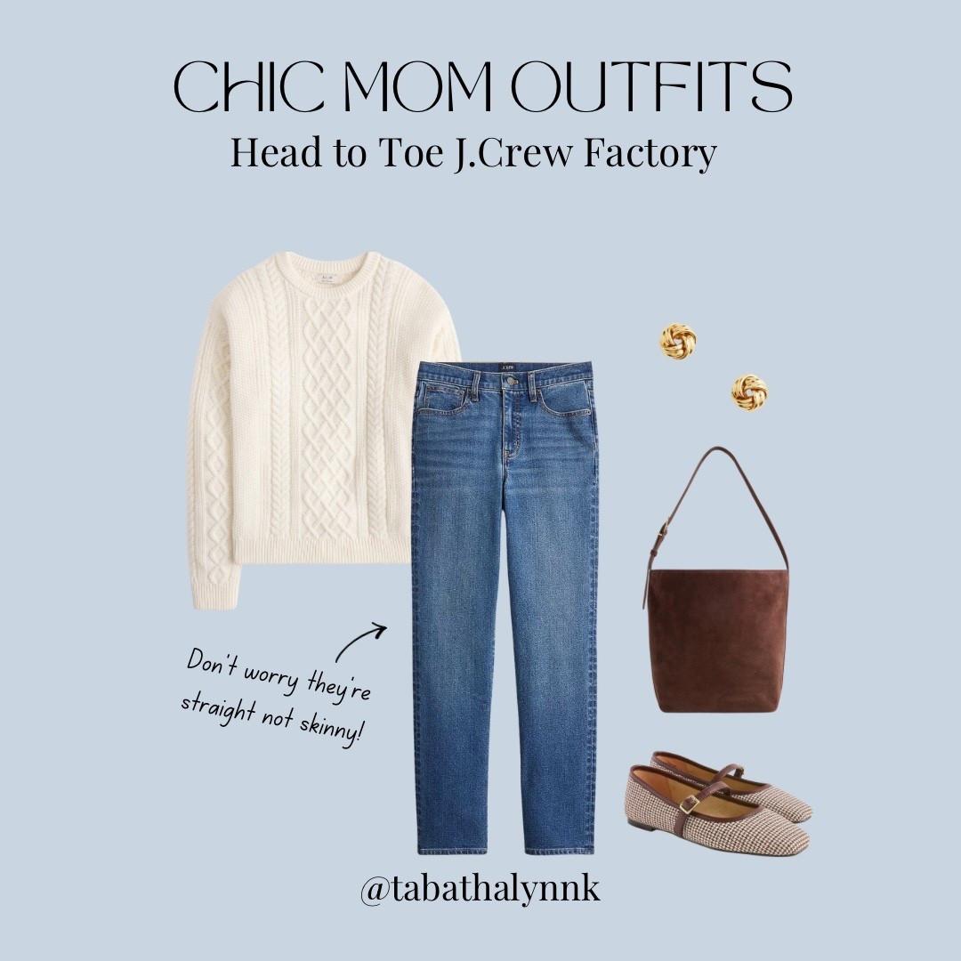 The perfect early fall outfit for Moms who want to be comfortable, chic and even breastfeeding friendly! A cozy cable knit sweater and the CUTEST plaid square toe flats! All from J.Crew Factory

#LTKootd #LTKSaleAlert #LTKmomlife