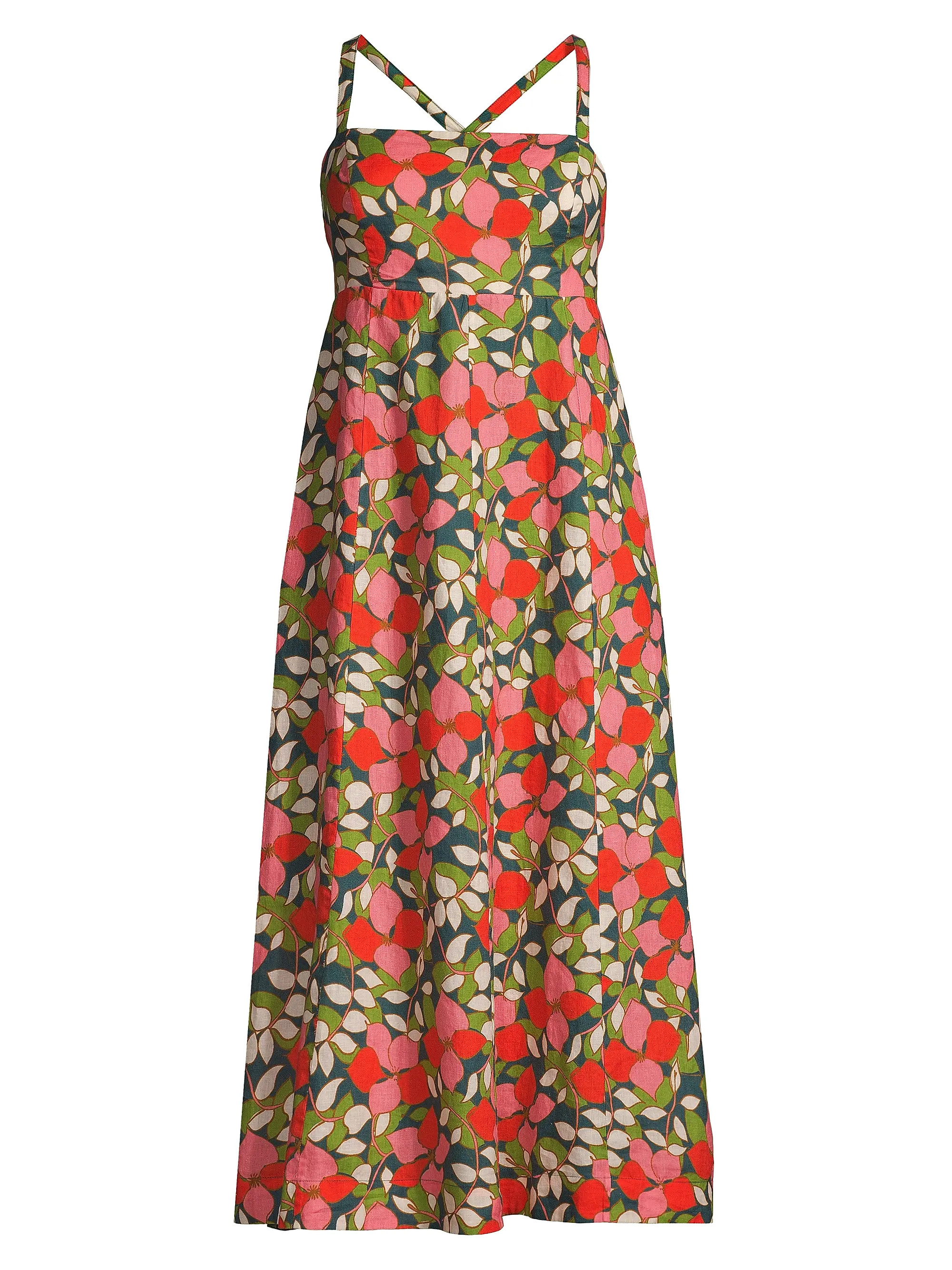 Sandrine Floral Linen Midi-Dress | Saks Fifth Avenue