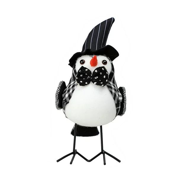 Way to Celebrate Black & White Striped Hat Fabric Bird, Halloween Tabletop Decoration, 7" Tall - ... | Walmart (US)