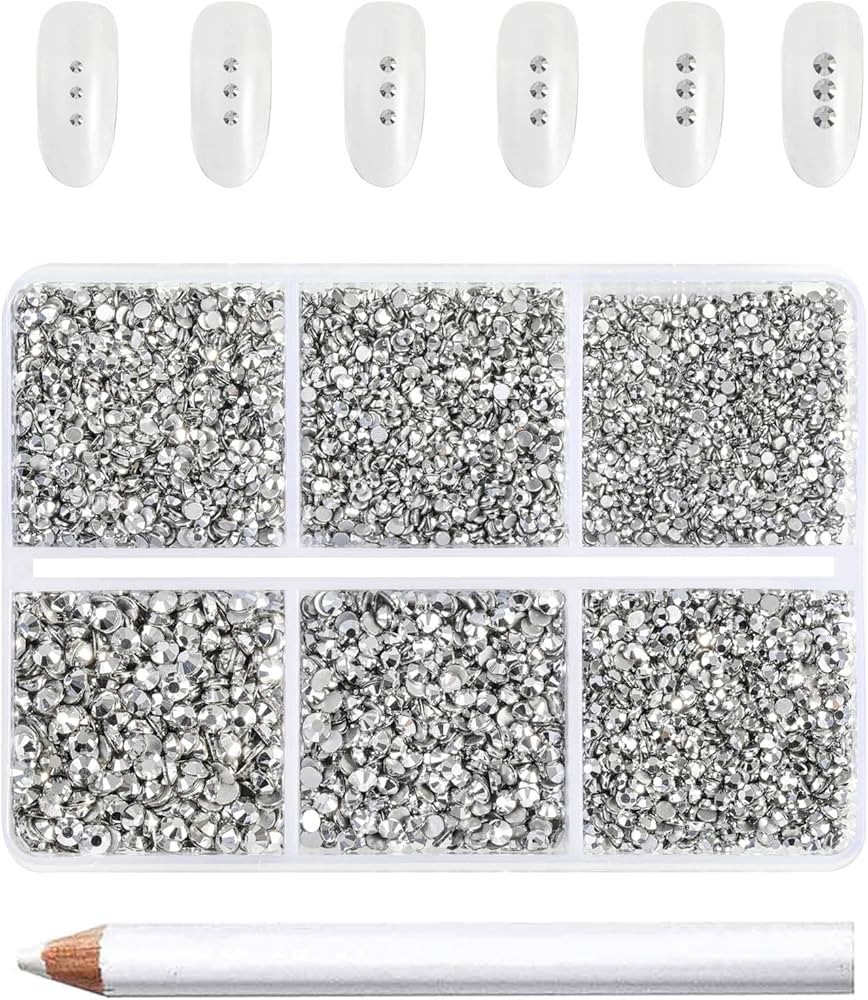 Beadsland 7200pcs Flatback Rhinestones,Silver Rhinestones Nail Gems Round Crystal Rhinestones for... | Amazon (US)