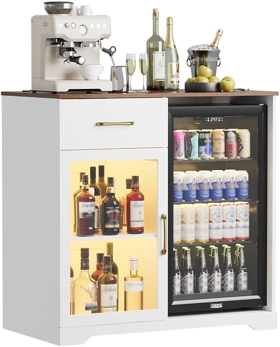 Coffee Bar Cabinet with Fridge Space, Mini Fridge Cabinet for Living Room | Amazon (US)