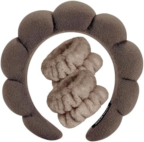 Spa Headbands for Washing Face Wristband Set Sponge Makeup Skincare Headband Wrist Towels Bubble ... | Amazon (US)