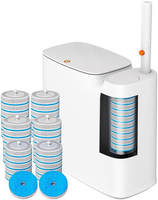 CTIME Bathroom Trash Can Set - Narrow White Plastic Small Trash can, a Toilet Wand, Toilet Brush ... | Amazon (US)